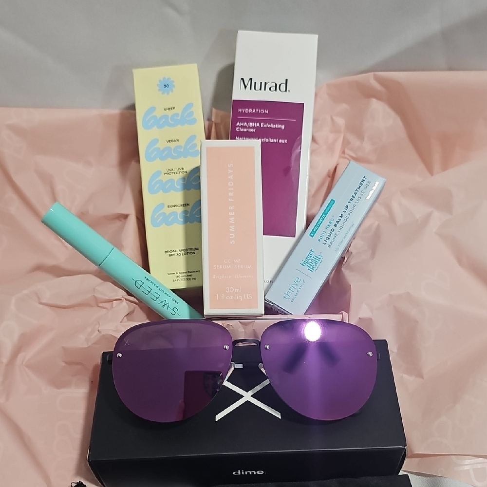 Dime Aviator Sunglasses and skin care bundle